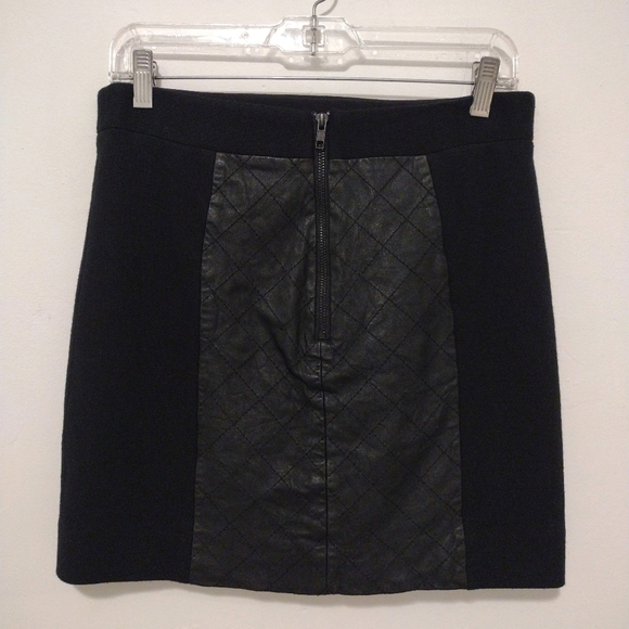 Milly - Lambskin Leather Wool Black Mini Skirt - Picture 9 of 16